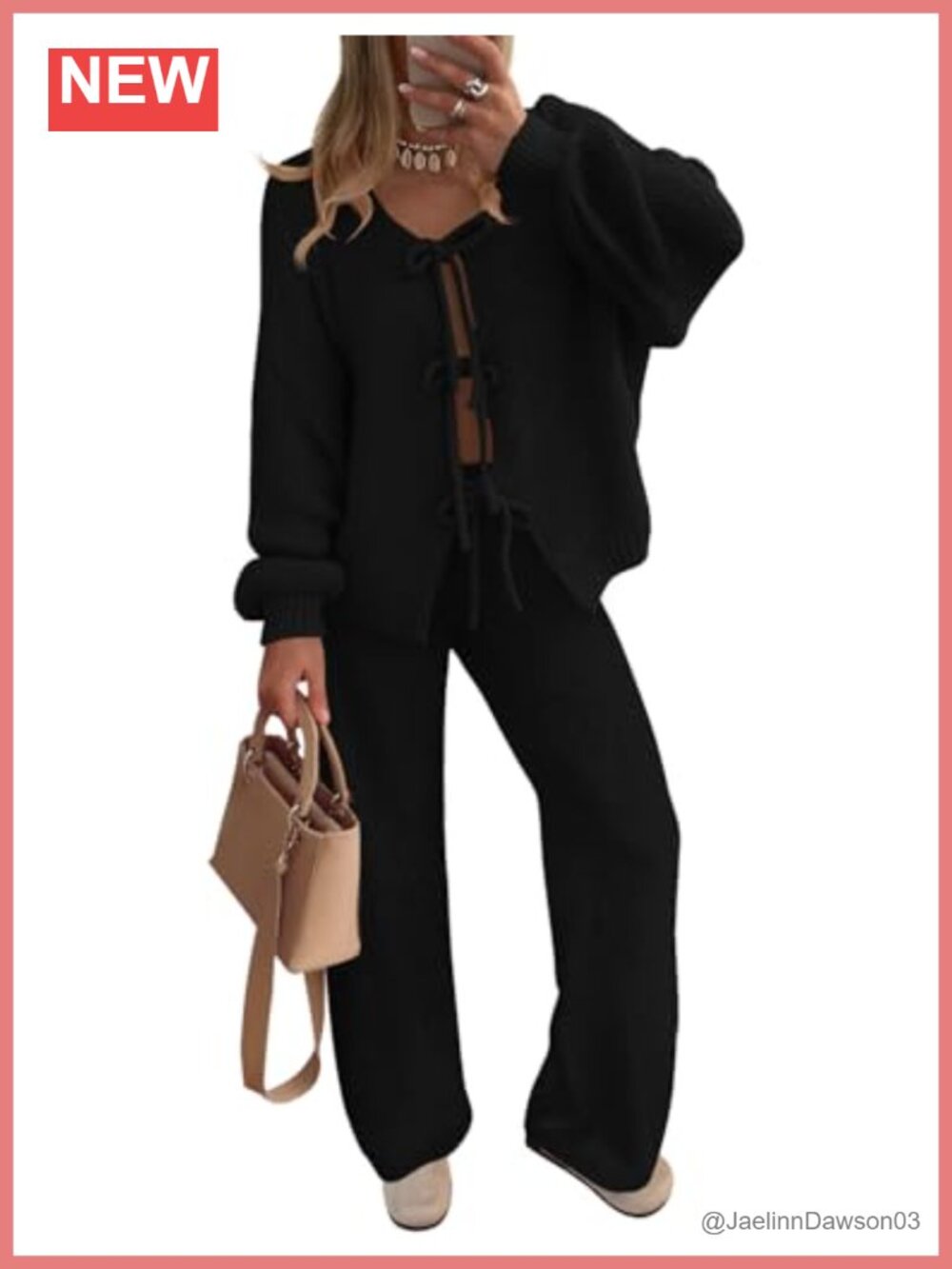 Women's 2 Piece Lounge Pajama Set V-Neck Cardigan Wide Leg Pants